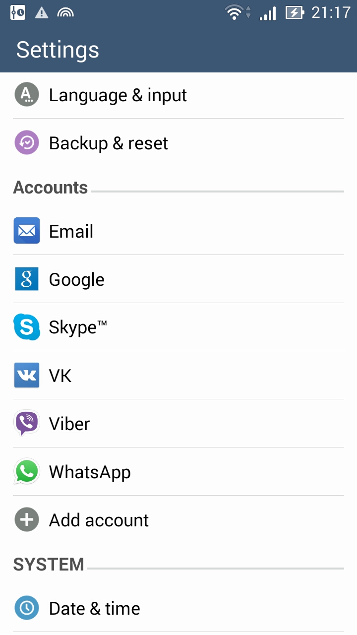 Settings Menu