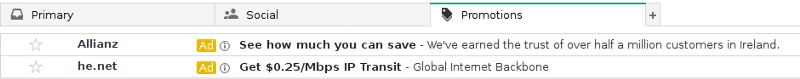 Promotion Email Tab on Gmail