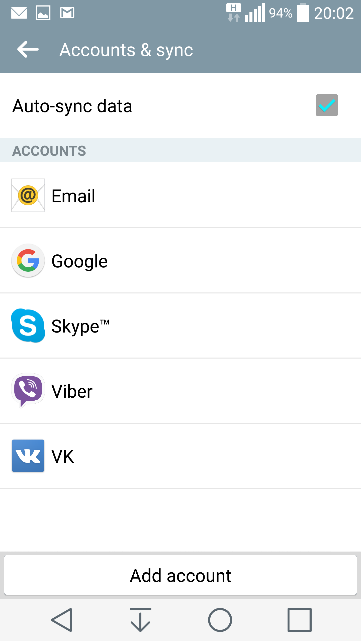 Accounts & Sync Options