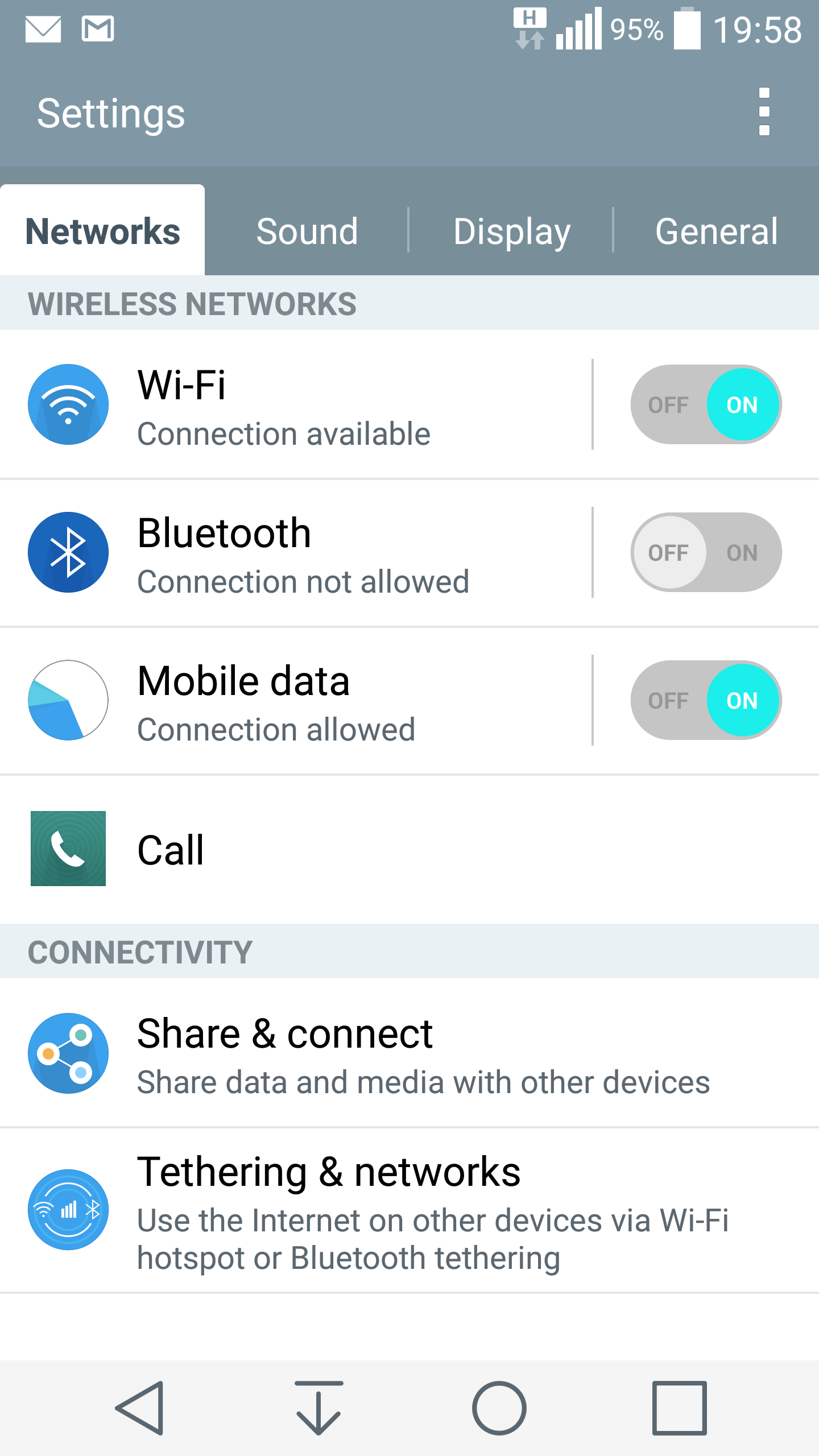 Settings Menu - Networks