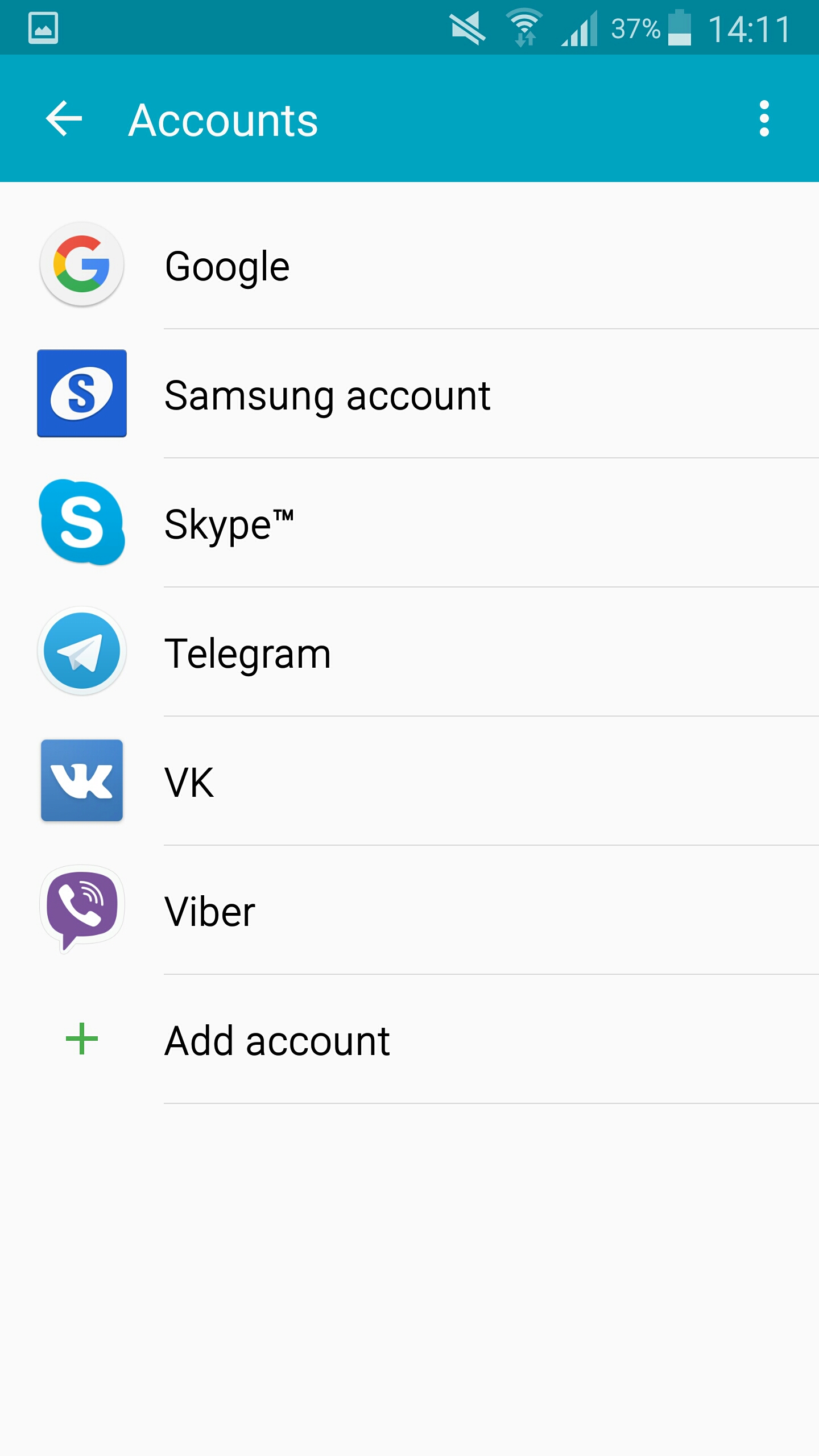 Accounts Options Menu