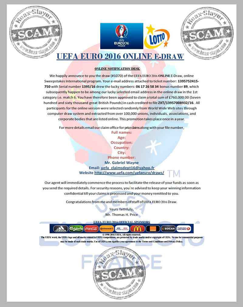 Uefa Euro 16 Ticket And Email Scam Topmail Secure Email