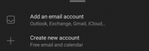 Add an email account screen