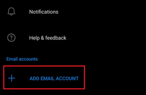 Add Mail Account option in Outlook settings