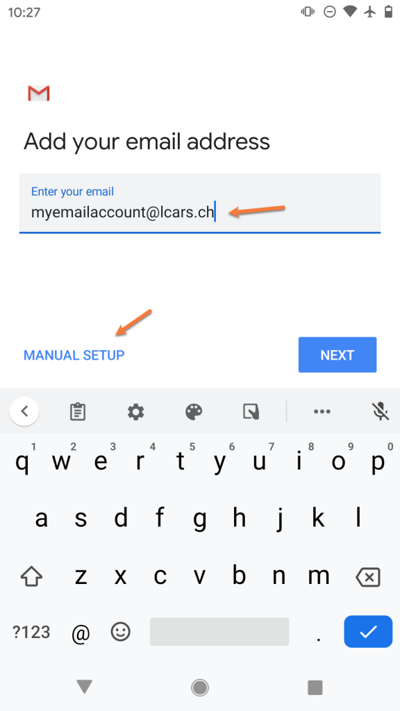 Manual setup option