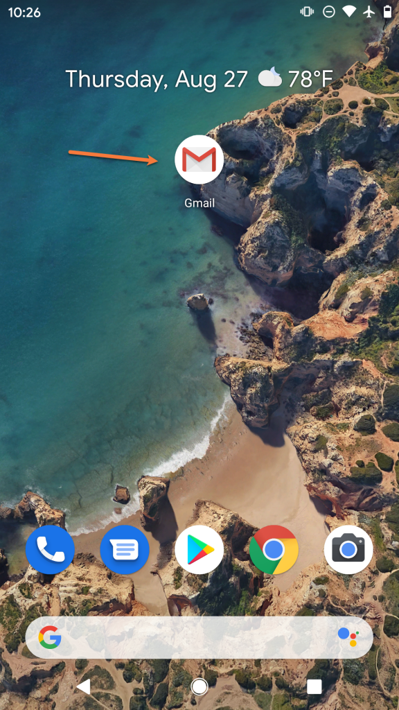 Gmail app on Android home screen