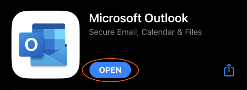 Opening Microsoft Outlook on iPhone